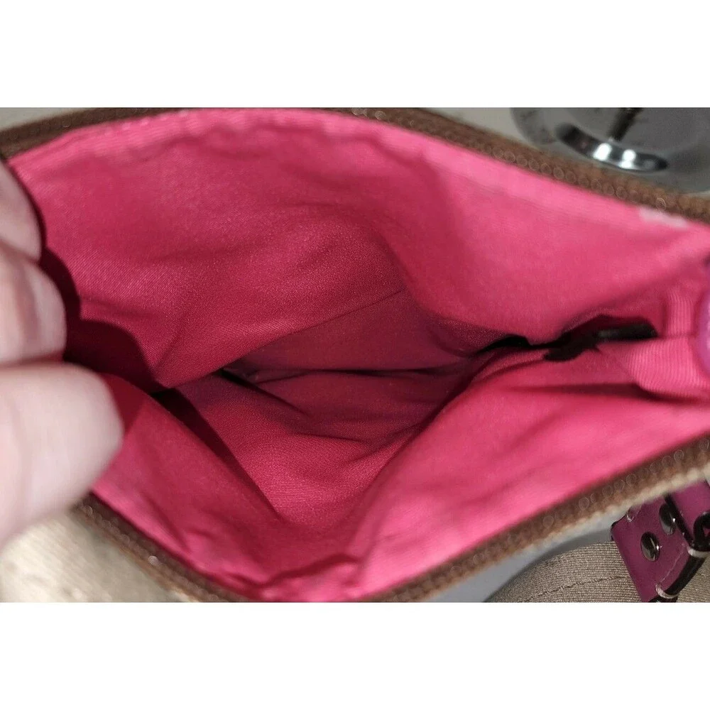 COACH SwingPack Brown Signature Hot Pink Patent Leather Trim